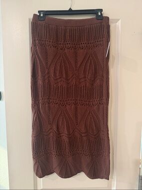 Altar’d State NWT Women’s Brown Knit Midi Skirt